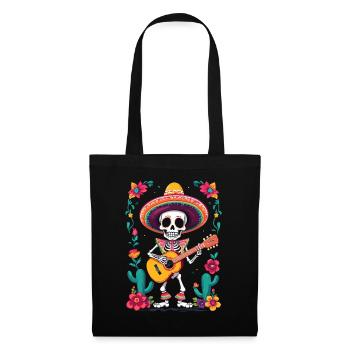 Mexican Mariachi Skeleton Guitarist Fiesta - Tote Bag - black - Front