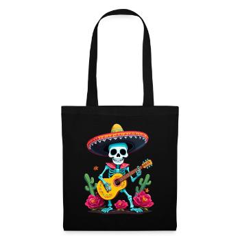 Mexican Mariachi Skeleton Guitarist Fiesta - Tote Bag - black - Front