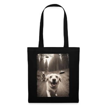 Dogs Selfie with Alien Spaceship Design - Tote Bag - black - Front