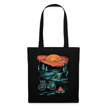 Bicycle Camping Camping Mountains Nature Excursion - Tote Bag - black - Front