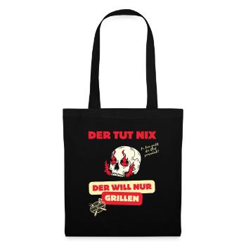 Skull und Grillspruch Design - Stoffbeutel - Schwarz - Vorne