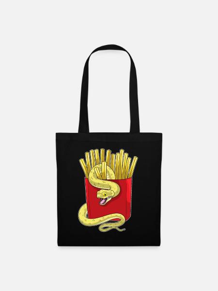 Schlange Pommes Frites - Stoffbeutel - Schwarz