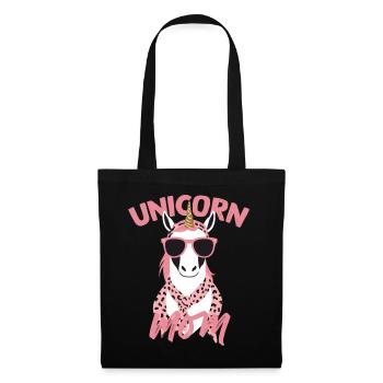 Einhorn Mama Einhörner Liebende Lustige Stylische - Stoffbeutel - Schwarz - Vorne