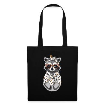 Maman raton laveur amant raton laveur fête des mères - Sac en tissu - noir - Devant
