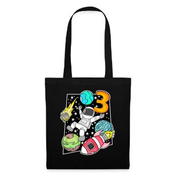 3 Anniversaire Garçon Astronaute - Sac en tissu - noir - Devant