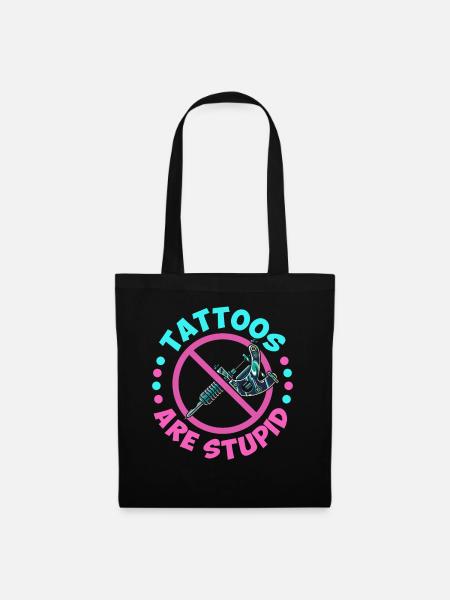 Tattoos Are Stupid Aesthetic Vaporwave Funny - Stoffbeutel - Schwarz