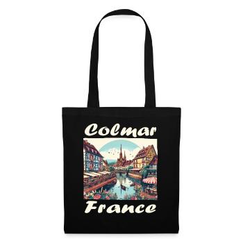 Colmar Altstadt Hafen im Kolonialstil - Stoffbeutel - Schwarz - Vorne