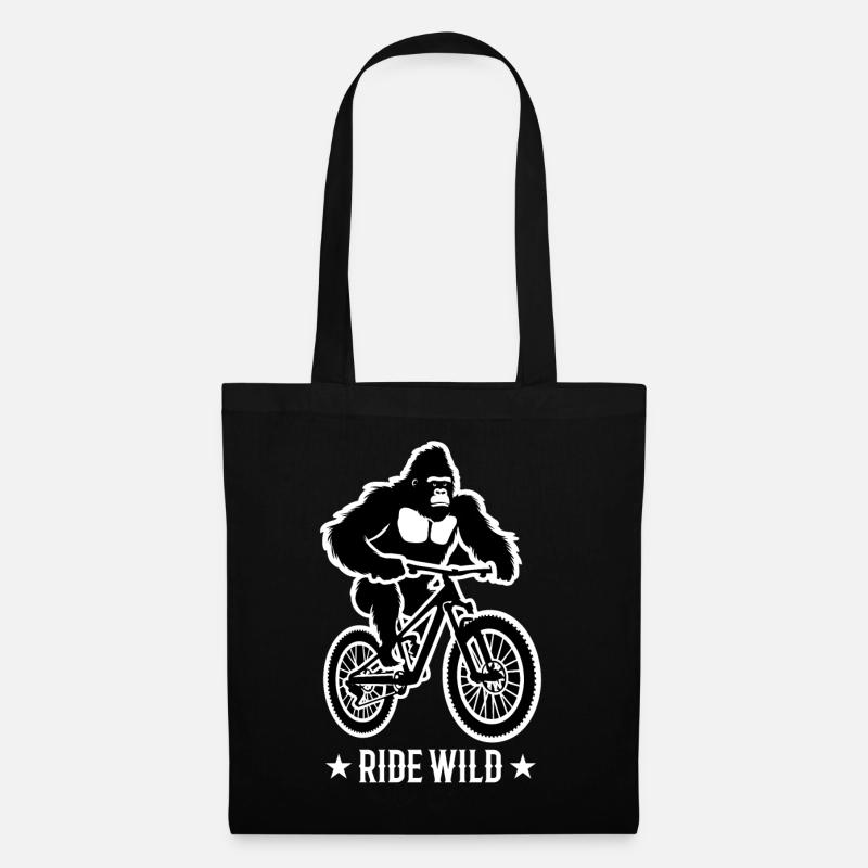 Gorilla Biker Mountainbiker E-Biker Lustige Tiere - Stoffbeutel - Schwarz