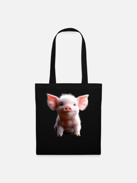 Schwein Hausschwein Schweine Ferkel Schweinchen - Stoffbeutel - Schwarz