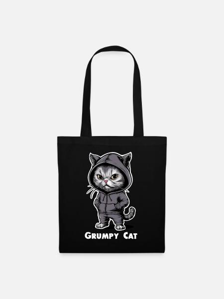 Ärgerliche Böse Katze - Stoffbeutel - Schwarz