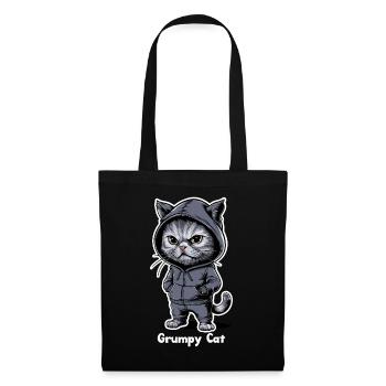 Chat maléfique ennuyeux - Sac en tissu - noir - Devant