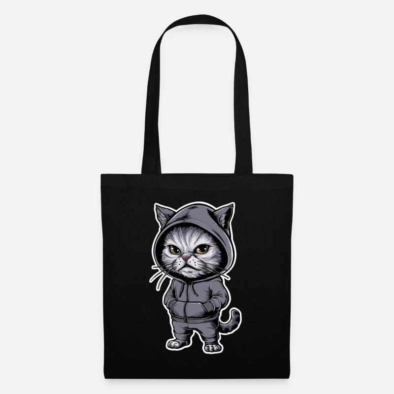 Ärgerliche Böse Katze Grummelige Katze - Stoffbeutel - Schwarz