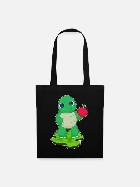 Schildkröte Apfel  - Stoffbeutel - Schwarz