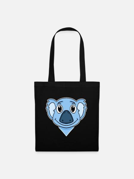 Koala Bär Kopf - Stoffbeutel - Schwarz