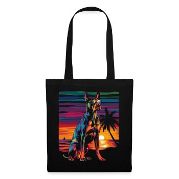 Doberman Dog Sunglasses Beach Sunset - Tote Bag - black - Front