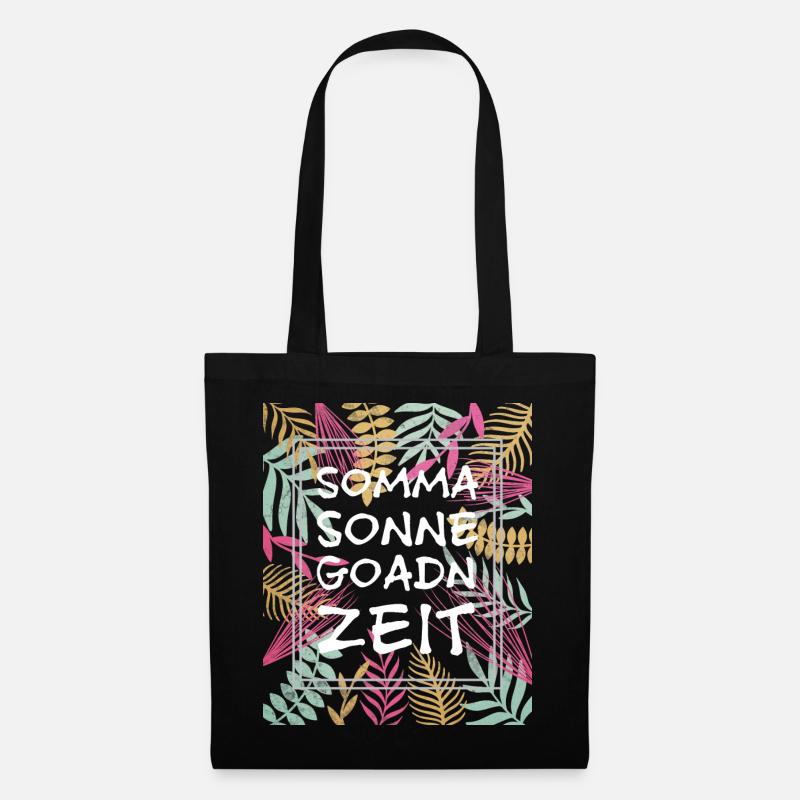 Somma Sonne Goadn Zeit, Sommer Sonne Garten Zeit - Stoffbeutel - Schwarz