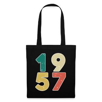 1957 - Jahrgang 1957 - Baujahr 1957 - Stoffbeutel - Schwarz - Vorne