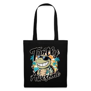 Funny Shield Greatest Saying Turtly Awesome - Tote Bag - black - Front