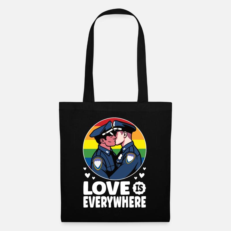 Love Is Everywhere Schwule Polizisten - Stoffbeutel - Schwarz