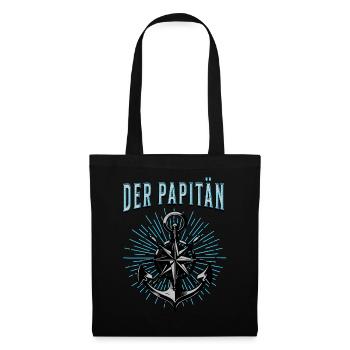 Papitän Papa Kapitän Vatertag Captain Anker Segler - Stoffbeutel - Schwarz - Vorne