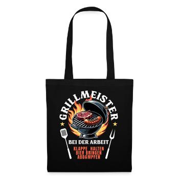 Grillmeister Grill Grillen BBQ Barbecue Spruch - Stoffbeutel - Schwarz - Vorne