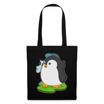 Pinguin Fisch - Stoffbeutel - Schwarz - Vorne