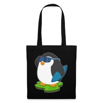 Pinguin Surfen Surfbrett Sommer - Stoffbeutel - Schwarz - Vorne
