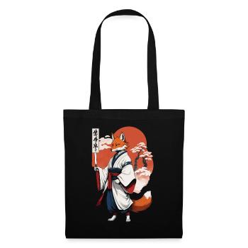 Ukiyo-E Style artistique japonais Kitsune Renard - Sac en tissu - noir - Devant