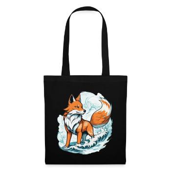 Japanese Kitsune Mask Kawaii Fox Spirit Design - Tote Bag - black - Front