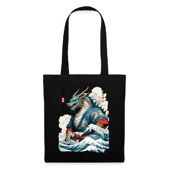 Vintage Samouraï Dragon Anime Japon Art - Sac en tissu - noir - Devant