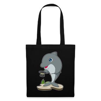 Delfin Zauberer Zylinder - Stoffbeutel - Schwarz - Vorne