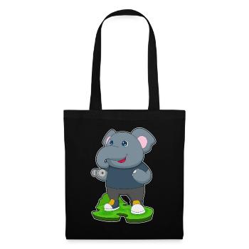Bodybuilding éléphant avec haltères - Sac en tissu - noir - Devant