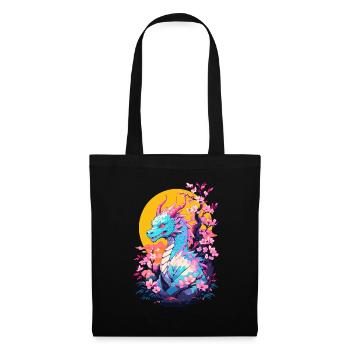 Vintage Vaporwave Art Dragon Japonais - Sac en tissu - noir - Devant