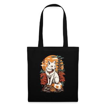 Masque Kitsune Japonais Anime Kawaii Renard Fantôme - Sac en tissu - noir - Devant