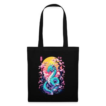 Vintage Vaporwave Art Design de dragon japonais - Sac en tissu - noir - Devant