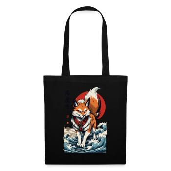 Vintage Ukiyo-E Style Kawaii Fox Spirit Japan - Tote Bag - black - Front