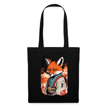 Yokai renard kawaii vintage de style ukiyo-e - Sac en tissu - noir - Devant