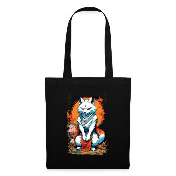 Masque Kitsune Japonais Anime Kawaii Renard Fantôme - Sac en tissu - noir - Devant