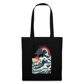 Vintage Ukiyo-E Kunst Japanischer Drache Design - Stoffbeutel - Schwarz - Vorne