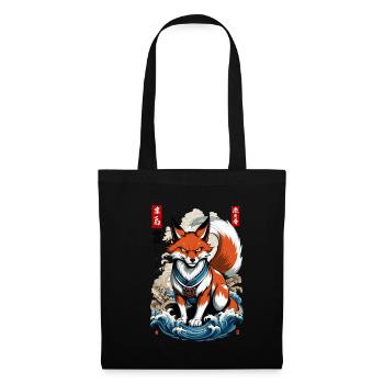 Ukiyo-E Style artistique japonais Kitsune Renard - Sac en tissu - noir - Devant