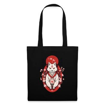 Masque Kitsune Japonais Anime Kawaii Renard Fantôme - Sac en tissu - noir - Devant