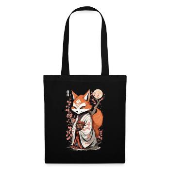 Esthétique Kawaii Kitsune Japonais Kitsune Yokai - Sac en tissu - noir - Devant