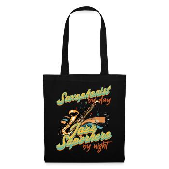 Saxophone Drôle Design Jazz Amateur de musique - Sac en tissu - noir - Devant
