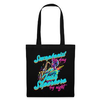 Conception de saxophone amusante pour les amateurs de musique jazz - Sac en tissu - noir - Devant