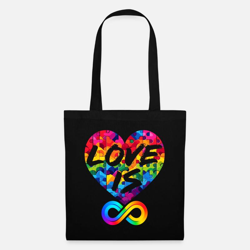 LIEBE IST UNENDLICH, LIEBESPUZZLE, LGBTQIA+ - Stoffbeutel - Schwarz