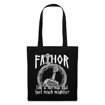 Wikinger Papa Vathor Mächtiges Spruch Design - Stoffbeutel - Schwarz - Vorne