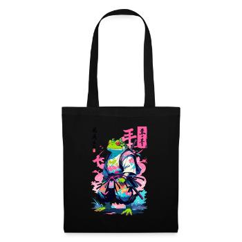 Samouraï Grenouille Esthétique Vaporwave Style Japon - Sac en tissu - noir - Devant