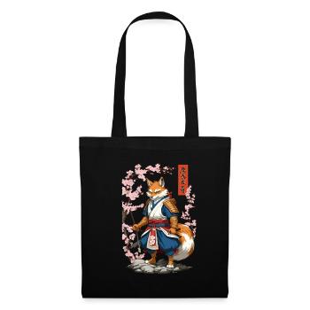 Kitsune Samurai Fox Vintage Ukiyo-e Style - Sac en tissu - noir - Devant