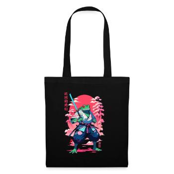 Samurai Frog Aesthetic Vaporwave Style Japan - Tote Bag - black - Front
