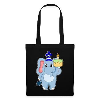 Gâteau d’anniversaire d’éléphant - Sac en tissu - noir - Devant